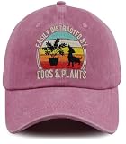 Gardening Gifts for Men Women, Dogs and Plants Decor Hat, Retirement Baseball Cap, Fathers Mothers Day Christmas Birthday Gifts for Mom Dad Pink