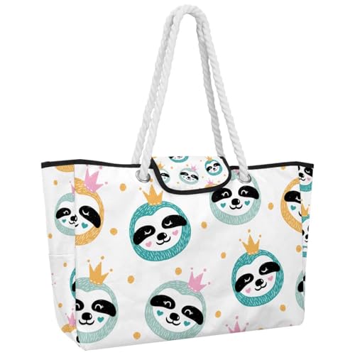 VAPOKF Bolso de mano grande para mujer, bolso de hombro con asa superior para viajes, trabajo, escuela, compras, lindos perezosos bebés, multicolor, 14.5x20.8x5.5in/37x53x14cm
