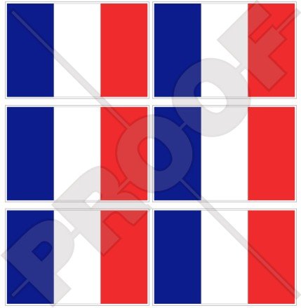 France Français Drapeau Française, 40mm Vinyle Autocollants, x6 Stickers
