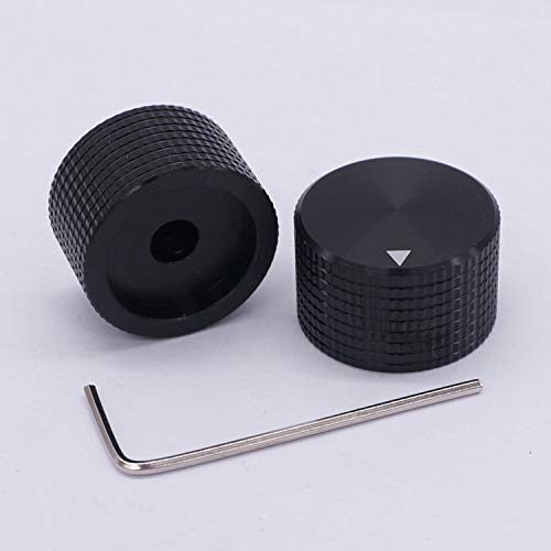 Taiss/ 2Pcs Black Aluminum Rotary Electronic Control Potentiometer Knob For 6 Mm Diameter Shaft, Volume Control Knob, Audio Knob, Guitar Knob，Electric Guitar Knobs, 25Mm Dia. X 15Mm Height #TOP5