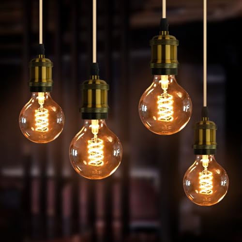 AUAUY E27 Vintage Lampenfassung, Metall Pendelleuchte mit 90 cm Verstellbarem Kabe, E27-Lampenaufhängung für Deckenpendelleuchte mit Schraubring, Deckenleuchten-Set für die Decke von Küche Esszimmer