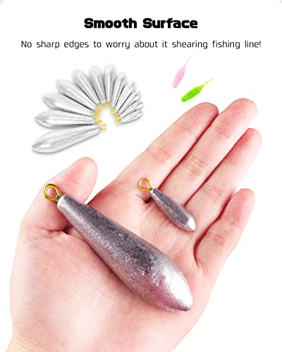 Atibin Drop Shot Fishing Weight Sinker Teardrop Saltwater Fishing Weights Lead Casting Egg Fishing Sinker Bass Streamlined Removable 10pcs 1.4oz