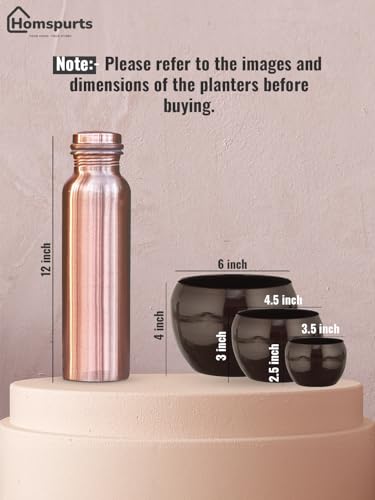 Image of Sunshine Solid Metal Tabletop Planters, Home Decor, Living Room, Office, Restaurant, Table Decor| (Set of 3, Without Plant) (Brown)