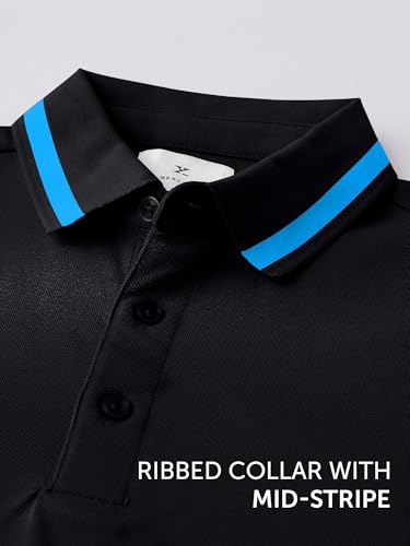 Image of XYXX Men's Apex Mercerized Cotton Striped Collar Pique Polo T-Shirt