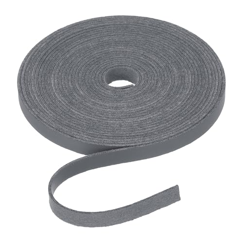 Rebower Flat Leather Cord,197 Inch 8mm Leather String PU Faux Leather Strips Strap,[for Jewelry Making DIY Craft Projects Belts Keychains Accessories]-5m/Dark Gray