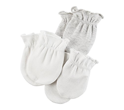 Carter's Baby 3-Pack Mittens Set,0/3Months,White/Gray