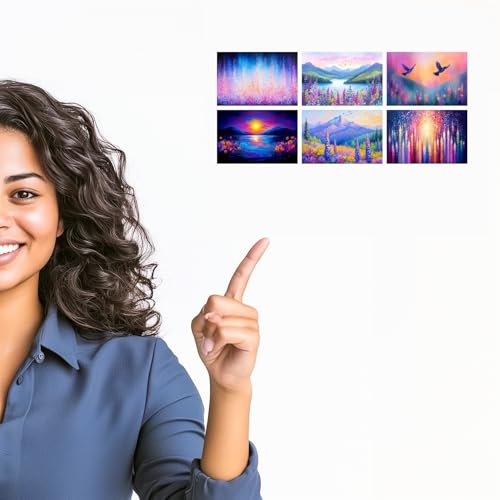 Image of SiddArtify Floral Landscape Wall Art Prints Set - Colorful Nature Poster Decor for Living Room Bedroom Office - Set of 2-4x6 Inch - Board (Pack of 6) - Sticker (Pack of 6)