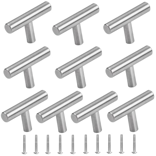 Yrlehoo 10 x Furniture Handles, Stainless Steel, T Cabinet Handles, Bar Handles, Furniture Handles, Drawer Knob, Bar Handles