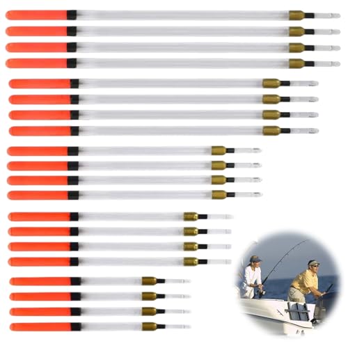 JeiibrZui 20Pcs Fishing Floats Set, Clear Waggler Floats, Versatile Tackle Accessories for Still & Running Waters, 5 Sizes, High Visibility, Lightweight & Durable