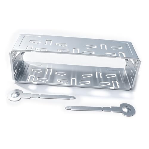 Universal Car Single Din Radio Stereo Cage Kit Includes a removal key Metal 1 Din Sleeve Installation Kit Compatible with Car DVD Player Radios Stereo Cage Replacement part