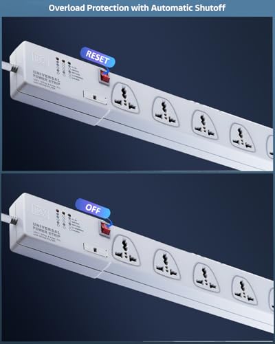 Image of MX 6 Outlet Power Strip with Universal Socket 5m Extension Cord International Sockets Master Switch with Multi-Plug Socket Extension Board for Home & Office -5 Amp