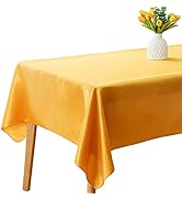 ZSJFMF Satin Rectangle Tablecloth 60 x 102 Inch, Satin Table Cloth Overlay Bright Silk Fabric Tab...