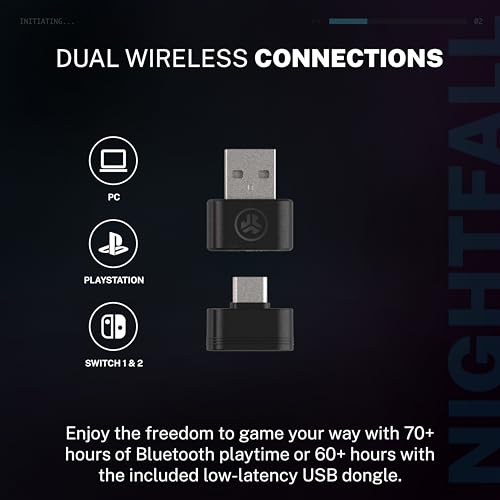 Image of JLab Nightfall Wireless Gaming Headset, Bluetooth 5.3, Black
