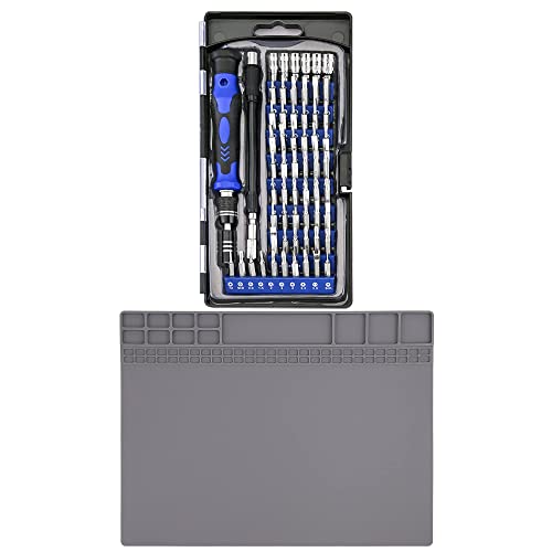 XOOL 62 in 1 Precision Screwdriver Kit & Magnetic Heat Insulation Silicone Repair Mat(15.9''Ã11.9''),Magnetic Driver Kit with Flexible Shaft, Extension Rod for Mobile Phone, Smartphone, Game Console