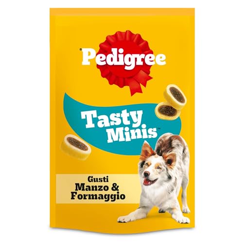 Pedigree Tasty Minis, Snack per Cani al Gusto Formaggio e Manzo, 6 Confezioni da 140g