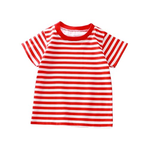 Toddler Boys Girls Striped T Shirts Short Sleeve Cotton Tops for Kids Crewneck Color Block Loose Fit Tee Shirt Cute