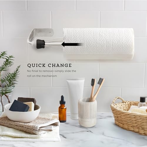 Kamenstein Perfect Tear Wall Mount Paper Towel Holder, Patented Design for One-Handed Use, Rounded Finial, 14-Inch, Brushed Silver Metal Finish by Kamenstein - Image 7