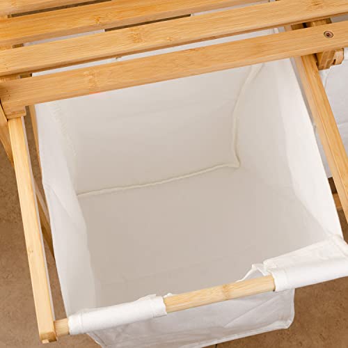 Tanyoyo Bamboo Laundry Hamper With Dual Compartment Wooden Laundry Sorter Bamboo Laundry Sorter Wooden Bamboo Laundry Organizer Dual Compartments Laundry Organizer And Storage #TOP4