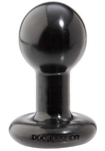 Doc Johnson Classic - Round Butt Plug - 1.8 Inch Diameter - Small - Black