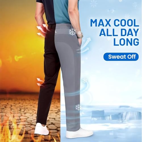 Ice Silk Mesh Panel Casual Pants, Mesh Trousers for Men Over 55, Quick-Drying and Breathable2