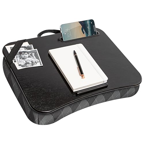 LapGear Designer Lap Desk with Phone Holder and Device Ledge - Gray Argyle - Fits up to 15.6 Inch Laptops - Style No. 45438 by LapGear - Used condition - CA$21.24