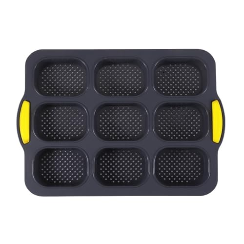 FUANA Silikon Französisches Brotbackblech mit 9 Dachrinnen Kastenform Antihaft Ofenform für Handwerker Grau A