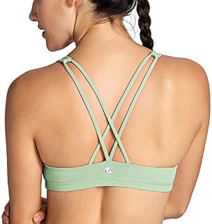 CRZ YOGA Women's Low Impact Wirefree Padded Yoga Sports Bra Strappy Back Activewear