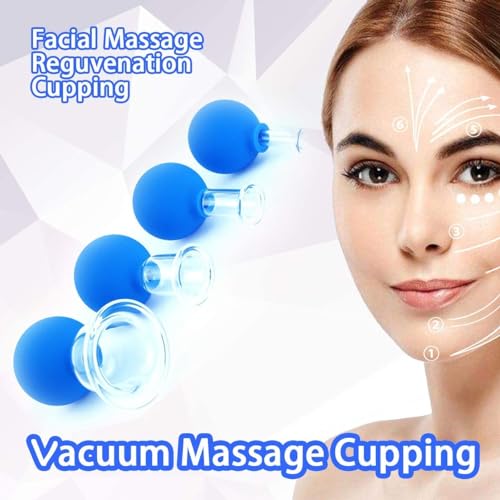 Image of Facial Cupping Professional Massager Set Silicone Vacuum Suction Face Massage Cups Anti Cellulite Lymphatic Therapy Sets For Eyes,Face And Body(PACK OF2)(2 NOS)