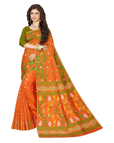 Image of Mayabi Women's Dhakai Jamdani Cotton Silk Saree Traditional Bengali Tant Korat Work, Without Blouse Piece
