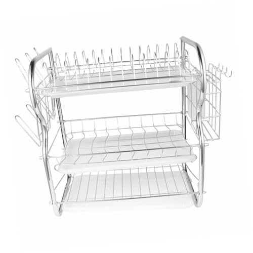COLLBATH 3 Layer Dish Drainer Over Sink Iron Art Kitchen Cutlery Drain Rack Utensils Storage Organizer