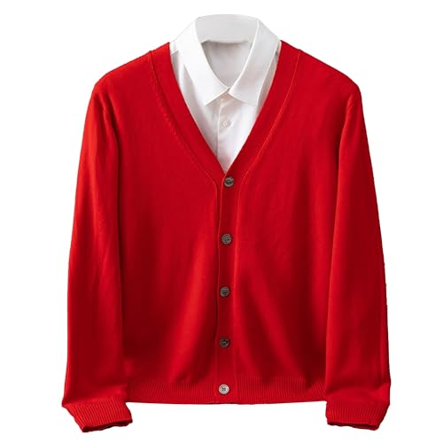 Men's V Neck Cardigan Sweater Classic Long Sleeve Button Down Sweaters Lightweight Loose Casual Knitted Sweater