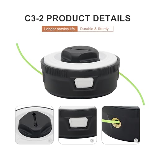Powswopx C3-2 Trimmer Head Replace for Stihl Autocut C3-2 Spool FAS57 FSE52 Weed Eater String Replace 4009 710 2106 (2mm/0.08\" Dual Mowing Line)