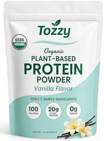 TOZZY Organic Vegan Protein Powder, Vanilla | 16 Servings | 20g P...
