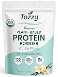 TOZZY Organic Vegan Protein Powder, Vanilla | 16 Servings | 20g Plant-Based Pea Protein | 5 Simple Ingredients | 0g Sugar | Keto | Gluten- & Dairy-Free (1 lb) - Packaging May Vary