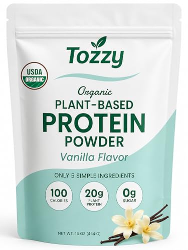 TOZZY Organic Vegan Protein Powder, Vanilla | 16 Servings |
