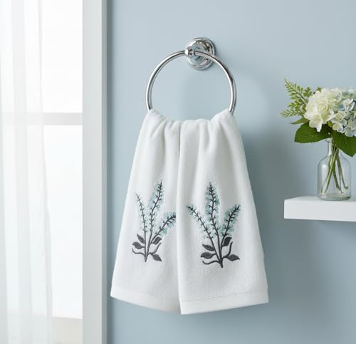 Serafina Home Floral Guest Hand Fingertip Towels for Bathroom or Bath, Light Blue Flowers and Leaf Design, 2 Piece Ashley Set, 100% Cotton, 12" x 18" by Serafina Home - Image 7