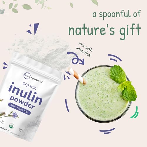image for Micro Ingredients Organic Inulin Fiber Powder, 2lb | Natural Prebiotic