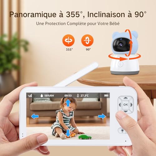 Miniatura 6 de Acebell 5 2k 3mp Camara Vigilancia Bebe, Luz Nocturna Colorida, Rotación De 360 Con App Movil, Monitoreo De Movimiento Y Seguimiento Automático, Zoom 4x, Alarma De Área Personalizada