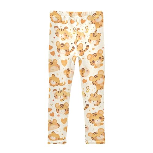 KLL Seamless Tigers Gold Pattern Illustration Toddler Girl Leggings Stretchy Full Length Dance Pants Running2