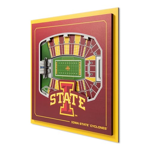 YouTheFan Officially-licensed NCAA Iowa State Cyclones Stadium Series 3D Wall Art - multi-layer team stadium replica, detailed sports fan gift, indoor decor