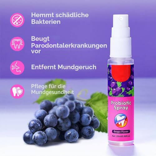Mundspray Gegen Mundgeruch,Mundspray,Gegen Mundgeruch Und Karies,Traube Mundspray,FüR Nachhaltig Frischen Atem-Wie Mundwasser Zum Mitnehmen(20ml)