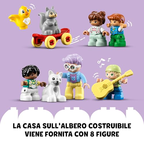 10993 DUPLO Casa sull’Albero 3 in 1, Giochi per Bambini, Bambine dai 3 Anni in su, Attività Didattiche con 4 Figure della Famiglia, Animali Giocattolo, Mattoncini e uno Scivolo - Lego - Immagine 5
