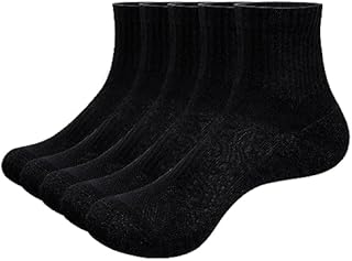 YUEDGE Mens Black & White Sports Socks Cushioned Trainer Socks Quarter Cycling Golf Running Socks Cotton Athletic Ankle Socks For Men 5-8/9-11/10-13, 5 Pairs