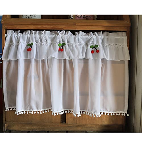 Cortinas pequeñas para ventana de cocina con cenefa elegante y diseño traslúcido 6
