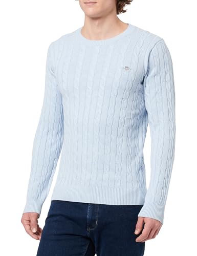GANT Cotton Cable C-Neck, Ice Blue Melange, L