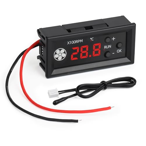 12V PWM 4-Wire Fan Temperature Controller Module 3A Dual-Display Fan Speed Governor with Temperature Probe Digital Display (Water Droplet Head) for PC