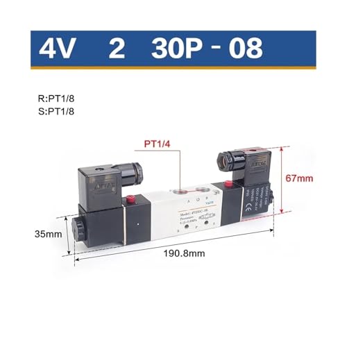 Électrovanne pneumatique 4V330C-10 AC24V à commande directionnelle 5/3 voies - 3