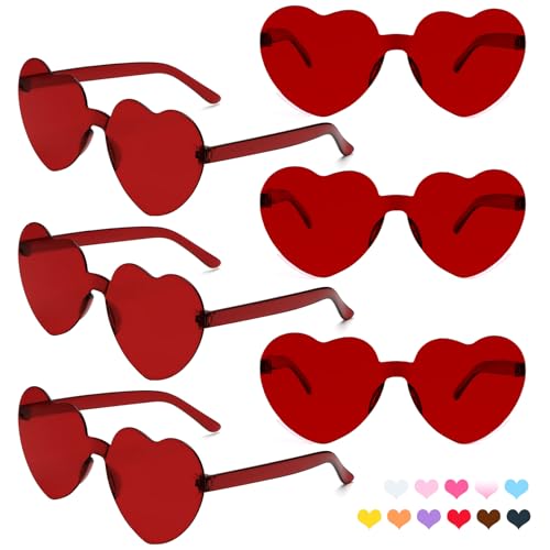 Women's Heart Shaped Sunglasses - Red Glasses for Girls, Bride, Party, Festival - Bulk Sunglasses