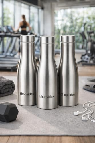 Image of Water Bottle Quality Hi-Rise combo pack 8 Stainless Steel Single Wall 1000ML, Fridge Water Bottle |BPA Free | single wall Leak-Proof, Best for School /Office /Home /College /running (Pack 8)
