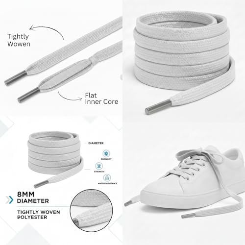 Image of Heavy Duty Flat Shoe Laces for Men & Women | Comfortable, Strong Grip & Stylish Sneaker Laces